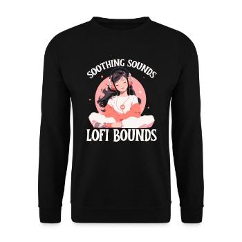 Lofi Music Lover Low Fidelity Japanese Aesthetic - Unisex Sweatshirt - black - Front - Alina (178cm) & Michal (187cm)