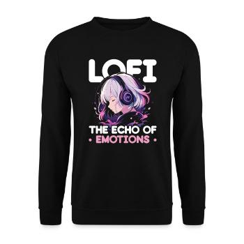 Lofi Music Lover Low Fidelity Japanese Aesthetic - Unisex Sweatshirt - black - Front - Alina (178cm) & Michal (187cm)