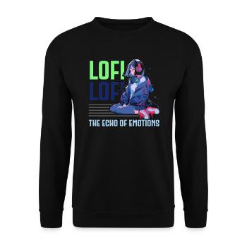 Lofi Music Lover Low Fidelity Japanese Aesthetic - Unisex Sweatshirt - black - Front - Alina (178cm) & Michal (187cm)