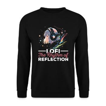 Lofi Music Lover Low Fidelity Japanese Aesthetic - Unisex Sweatshirt - black - Front - Alina (178cm) & Michal (187cm)