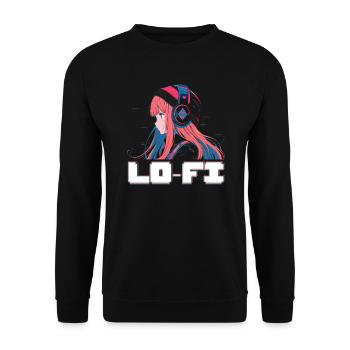 Lofi Music Lover Low Fidelity Japanese Aesthetic - Unisex Sweatshirt - black - Front - Alina (178cm) & Michal (187cm)