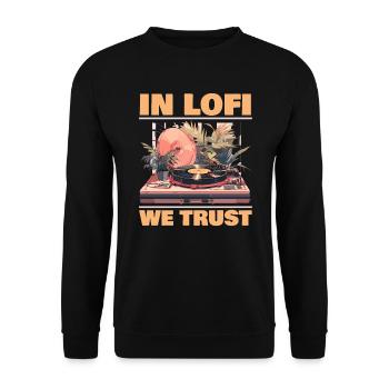 Lofi Music Lover Low Fidelity Japanese Aesthetic - Unisex Sweatshirt - black - Front - Alina (178cm) & Michal (187cm)