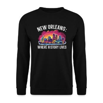 La Nouvelle-Orléans, Louisiane, États-Unis, États-Unis - Sweat-shirt Unisexe - noir - Devant - Alina (178cm) & Michal (187cm)