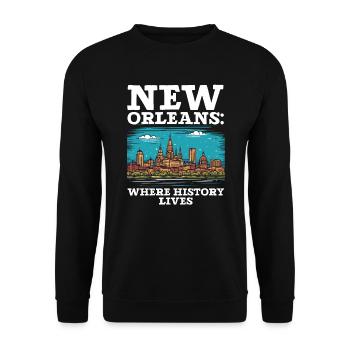 La Nouvelle-Orléans, Louisiane, États-Unis, États-Unis - Sweat-shirt Unisexe - noir - Devant - Alina (178cm) & Michal (187cm)
