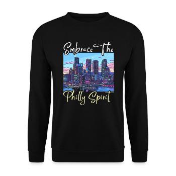 Philadelphia City, Pennsylvania, Vereinigte Staaten - Unisex Pullover - Schwarz - Vorne - Alina (178cm) & Michal (187cm)
