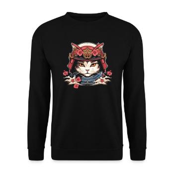 Chat samouraï japonais Japon Esthétique Amoureux des chats - Sweat-shirt Unisexe - noir - Devant - Alina (178cm) & Michal (187cm)