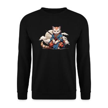 Chat samouraï japonais Japon Esthétique Amoureux des chats - Sweat-shirt Unisexe - noir - Devant - Alina (178cm) & Michal (187cm)