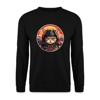 Chat samouraï japonais Japon Esthétique Amoureux des chats - Sweat-shirt Unisexe - noir - Devant - Alina (178cm) & Michal (187cm)