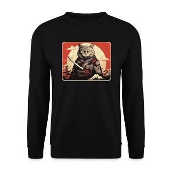 Chat samouraï japonais Japon Esthétique Amoureux des chats - Sweat-shirt Unisexe - noir - Devant - Alina (178cm) & Michal (187cm)