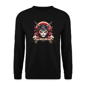 Chat samouraï japonais Japon Esthétique Amoureux des chats - Sweat-shirt Unisexe - noir - Devant - Alina (178cm) & Michal (187cm)