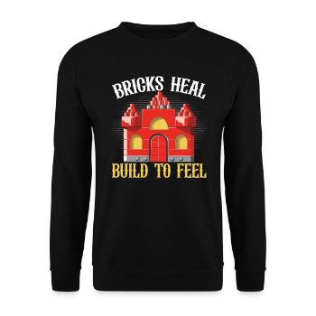 Master Builder Bricks Blocks Play Building Blocks - Unisex Sweatshirt - black - Front - Alina (178cm) & Michal (187cm)