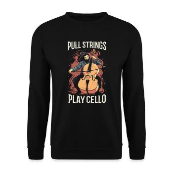 Cellist Musikinstrument Musiker Cellist - Unisex Pullover - Schwarz - Vorne - Alina (178cm) & Michal (187cm)