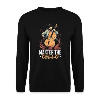 Cellist Musikinstrument Musiker Cellist - Unisex Pullover - Schwarz - Vorne - Alina (178cm) & Michal (187cm)