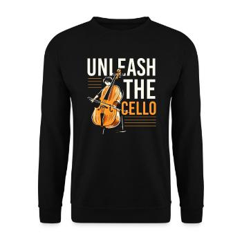 Cellist Musikinstrument Musiker Cellist - Unisex Pullover - Schwarz - Vorne - Alina (178cm) & Michal (187cm)