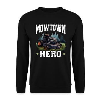 Lawn Mower Lawn Mowing Landscaping Gardening - Unisex Sweatshirt - black - Front - Alina (178cm) & Michal (187cm)