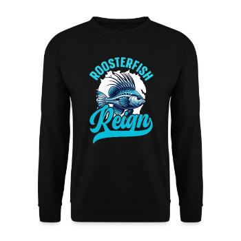 Hahnenfisch Fischfänger Fischer Fischer Angeln - Unisex Pullover - Schwarz - Vorne - Alina (178cm) & Michal (187cm)