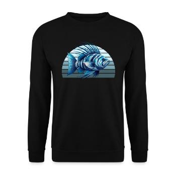 Hahnenfisch Fischfänger Fischer Fischer Angeln - Unisex Pullover - Schwarz - Vorne - Alina (178cm) & Michal (187cm)