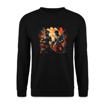 Muay Thaï Boxe Arts Martiaux Artiste Martial MMA - Sweat-shirt Unisexe - noir - Devant - Alina (178cm) & Michal (187cm)