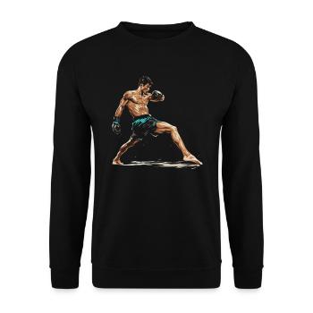 Muay Thaï Boxe Arts Martiaux Artiste Martial MMA - Sweat-shirt Unisexe - noir - Devant - Alina (178cm) & Michal (187cm)