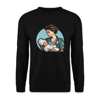 Examinierte Krankenschwester Medizinische Medizin Neugeborene Krankenschwester - Unisex Pullover - Schwarz - Vorne - Alina (178cm) & Michal (187cm)