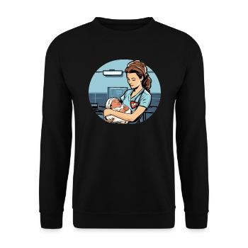 Examinierte Krankenschwester Medizinische Medizin Neugeborene Krankenschwester - Unisex Pullover - Schwarz - Vorne - Alina (178cm) & Michal (187cm)