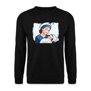 Examinierte Krankenschwester Medizinische Medizin Neugeborene Krankenschwester - Unisex Pullover - Schwarz - Vorne - Alina (178cm) & Michal (187cm)