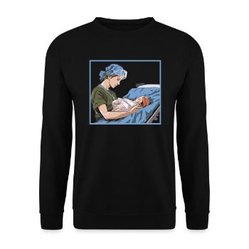 Examinierte Krankenschwester Medizinische Medizin Neugeborene Krankenschwester - Unisex Pullover - Schwarz - Vorne - Alina (178cm) & Michal (187cm)