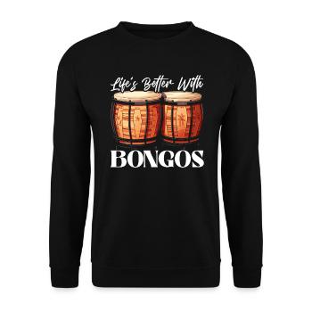 Bongospieler Musikinstrument Musiker - Unisex Pullover - Schwarz - Vorne - Alina (178cm) & Michal (187cm)