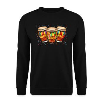 Bongo Player Musical Instrument Musician - Unisex Sweatshirt - black - Front - Alina (178cm) & Michal (187cm)