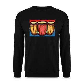Bongospieler, Musikinstrumentenmusiker - Unisex Pullover - Schwarz - Vorne - Alina (178cm) & Michal (187cm)
