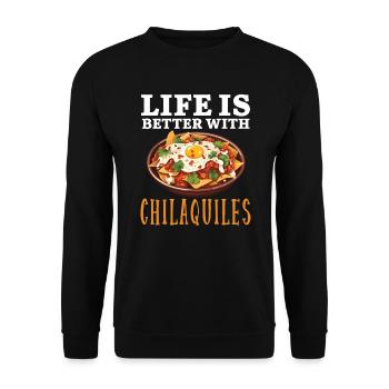 Chilaquiles Mexican Food Mexico Cuisine Foodie - Unisex Sweatshirt - black - Front - Alina (178cm) & Michal (187cm)