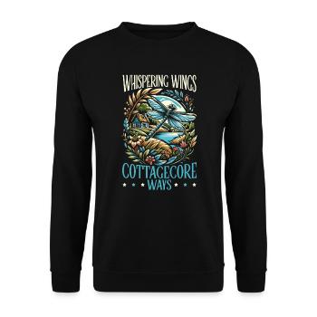 Cottagecore Esthétique Libellule Amante Gobelin - Sweat-shirt Unisexe - noir - Devant - Alina (178cm) & Michal (187cm)