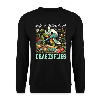 Cottagecore Esthétique Libellule Amante Gobelin - Sweat-shirt Unisexe - noir - Devant - Alina (178cm) & Michal (187cm)
