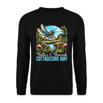 Cottagecore Esthétique Libellule Amante Gobelin - Sweat-shirt Unisexe - noir - Devant - Alina (178cm) & Michal (187cm)
