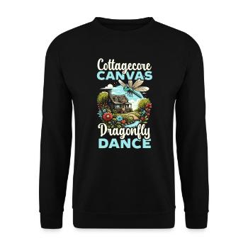 Cottagecore Esthétique Libellule Amante Gobelin - Sweat-shirt Unisexe - noir - Devant - Alina (178cm) & Michal (187cm)