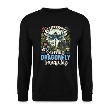 Cottagecore Ästhetik Libellenliebhaber Goblincore - Unisex Pullover - Schwarz - Vorne - Alina (178cm) & Michal (187cm)