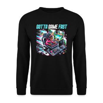 Speedrunning Video Game Player Gamer Gaming - Unisex Sweatshirt - black - Front - Alina (178cm) & Michal (187cm)