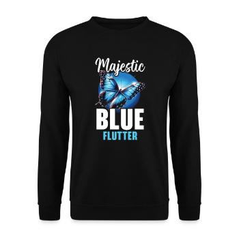 Butterfly Lover Insect Bug Blue Morpho Butterfly - Unisex Sweatshirt - black - Front - Alina (178cm) & Michal (187cm)