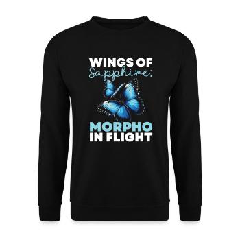 Butterfly Lover Insect Bug Blue Morpho Butterfly - Unisex Sweatshirt - black - Front - Alina (178cm) & Michal (187cm)