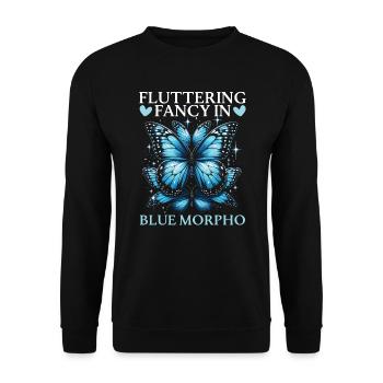 Butterfly Lover Insect Bug Blue Morpho Butterfly - Unisex Sweatshirt - black - Front - Alina (178cm) & Michal (187cm)