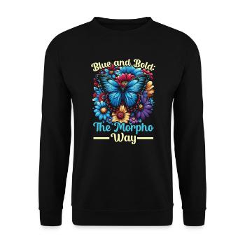 Butterfly Lover Insect Bug Blue Morpho Butterfly - Unisex Sweatshirt - black - Front - Alina (178cm) & Michal (187cm)