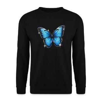 Schmetterlingsliebhaber Insektenkäfer Blauer Morpho-Schmetterling - Unisex Pullover - Schwarz - Vorne - Alina (178cm) & Michal (187cm)