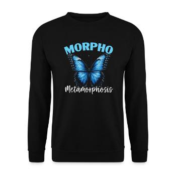 Schmetterlingsliebhaber Insektenkäfer Blauer Morpho-Schmetterling - Unisex Pullover - Schwarz - Vorne - Alina (178cm) & Michal (187cm)