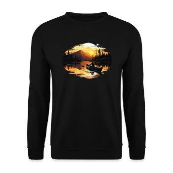 Kanufahren, Kajak, Wassersport, Tretboot, Bootfahren - Unisex Pullover - Schwarz - Vorne - Alina (178cm) & Michal (187cm)