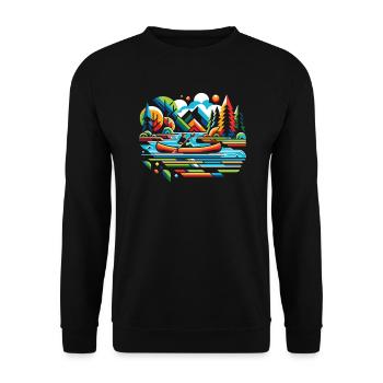 Kanufahren, Kajak, Wassersport, Tretboot, Bootfahren - Unisex Pullover - Schwarz - Vorne - Alina (178cm) & Michal (187cm)