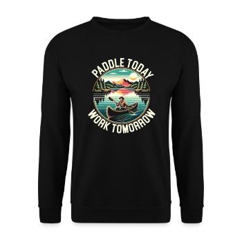 Kanufahren, Kajak, Wassersport, Tretboot, Bootfahren - Unisex Pullover - Schwarz - Vorne - Alina (178cm) & Michal (187cm)