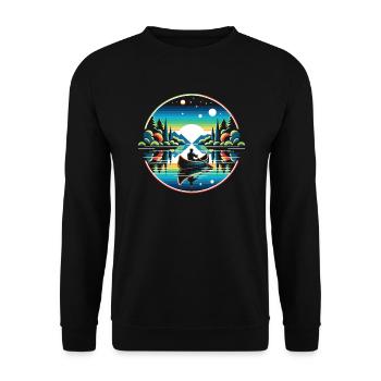 Kanufahren, Kajak, Wassersport, Tretboot, Bootfahren - Unisex Pullover - Schwarz - Vorne - Alina (178cm) & Michal (187cm)