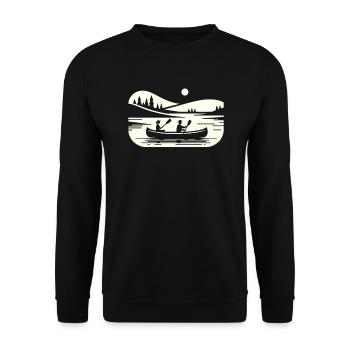 Kanufahren, Kajak, Wassersport, Tretboot, Bootfahren - Unisex Pullover - Schwarz - Vorne - Alina (178cm) & Michal (187cm)