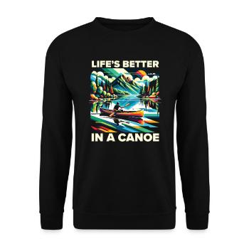 Kanufahren, Kajak, Wassersport, Tretboot, Bootfahren - Unisex Pullover - Schwarz - Vorne - Alina (178cm) & Michal (187cm)