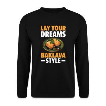 Baklava Pâtisserie Dessert Gourmand Moyen-Orient - Sweat-shirt Unisexe - noir - Devant - Alina (178cm) & Michal (187cm)